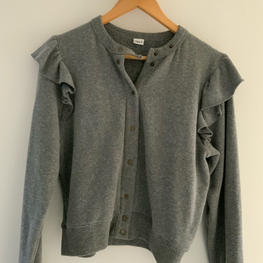 TWO Clare V ruffle Sweatshirts.